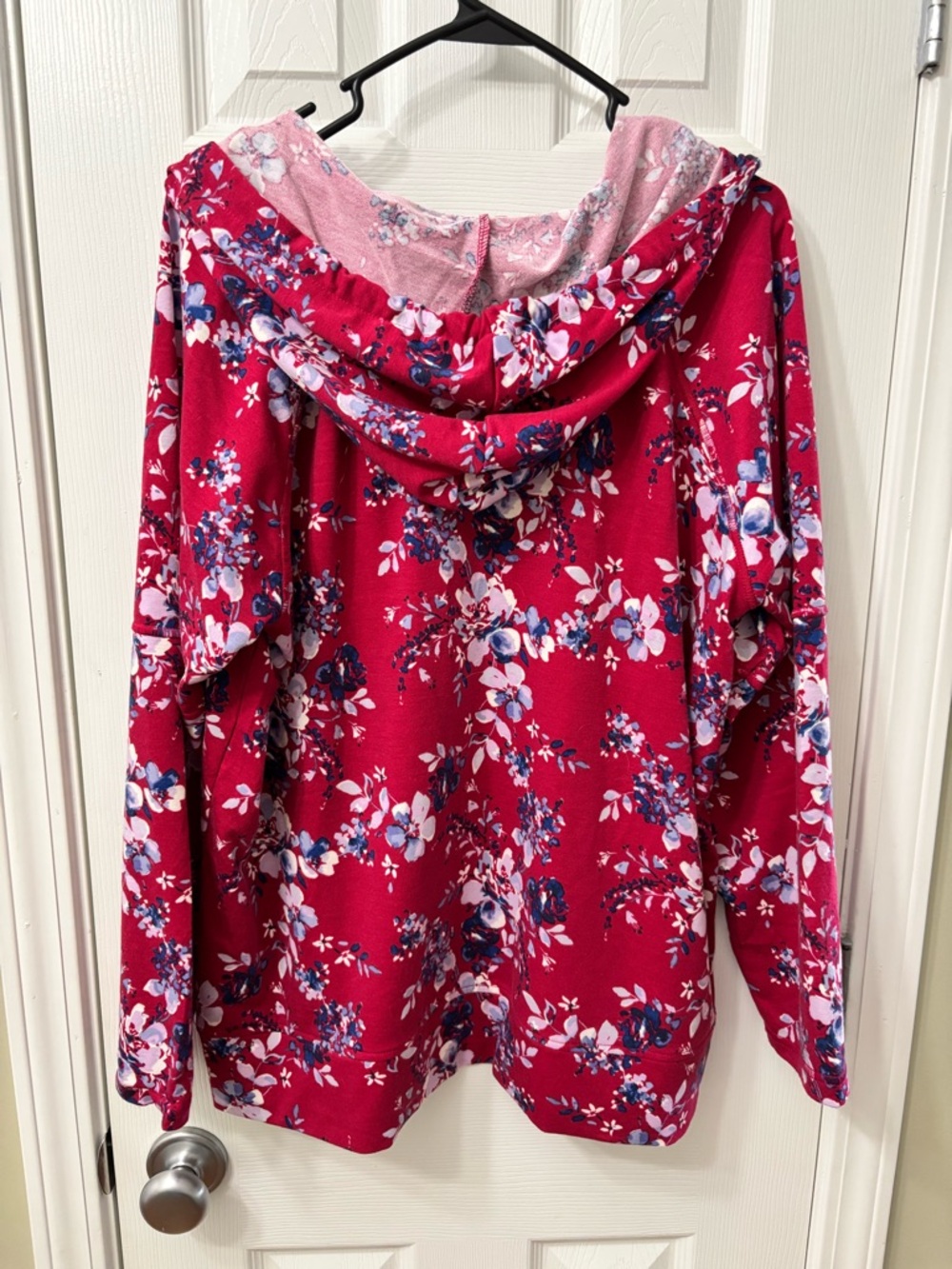 Pioneer Woman Pink Floral Pullover Hoodie Sweatshirt Women’s Size XL - Picture 6 of 7